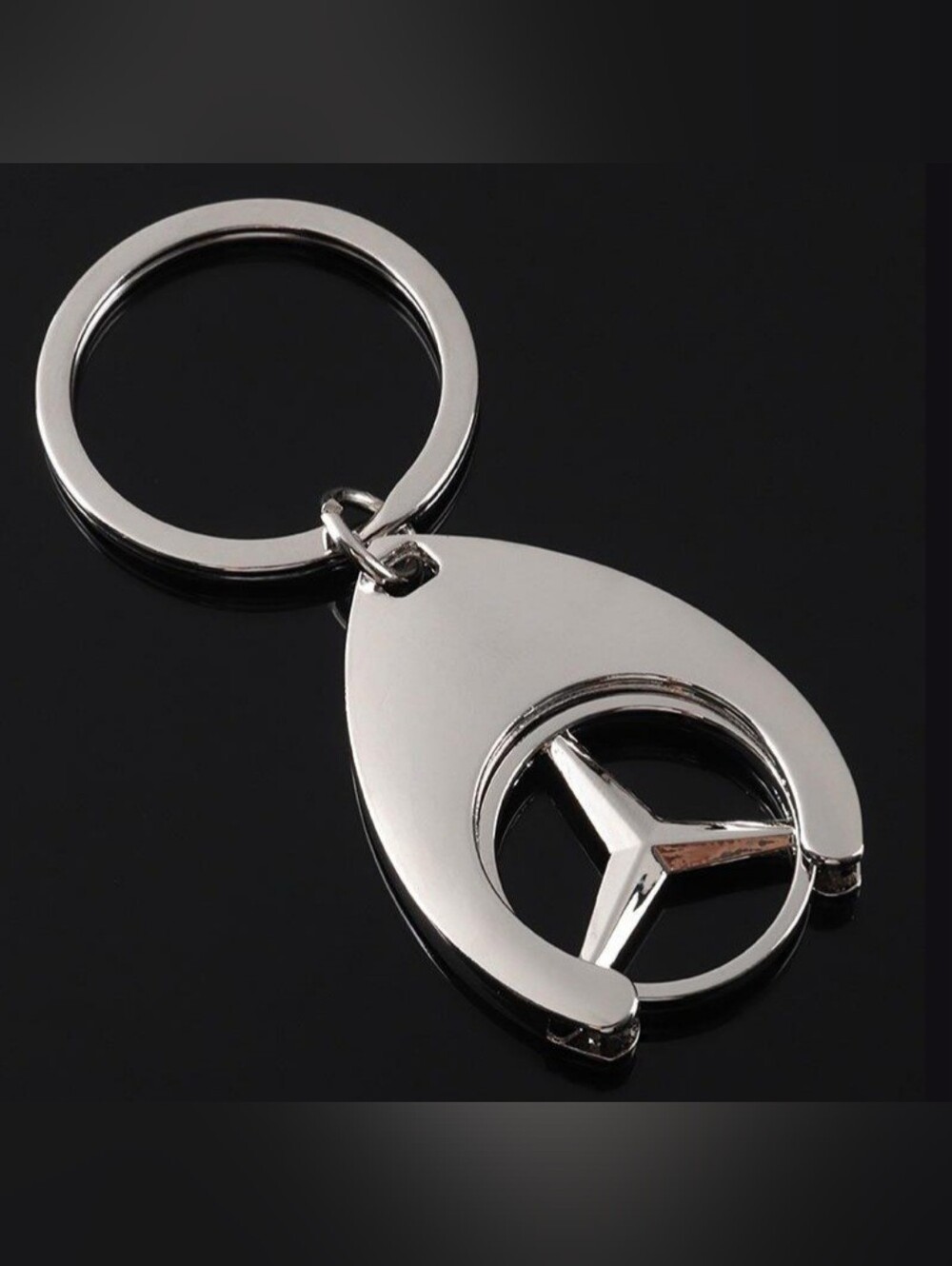 Silver Mercedes Logo Drop Keychain Key Ring